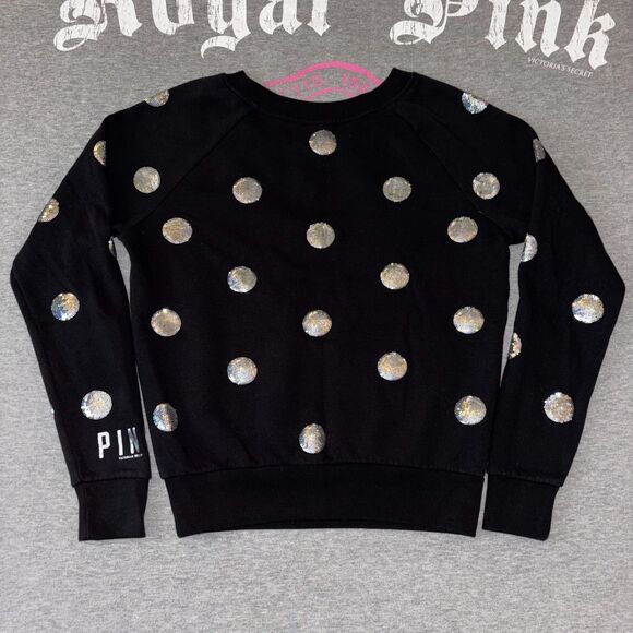 Victoria’s Secret PINK Polka Dot Holographic Sequin Bling Crewneck Sweatshirt-SM - Picture 10 of 10